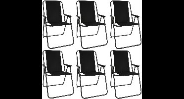 Redcliffs Klapstoel unica - 6x - zwart - opvouwbaar - 75 x 38 cm - metaal/polyester - campingstoel/tuinstoel