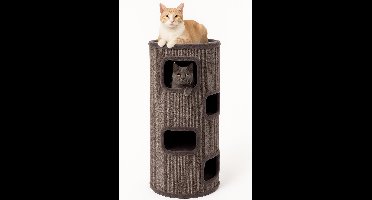 Krabton voor katten – Krabton Enes Grijs L – 50x50x120 cm – luxe krabmeubel met 4 verdiepingen – Flamingo First Class Selection