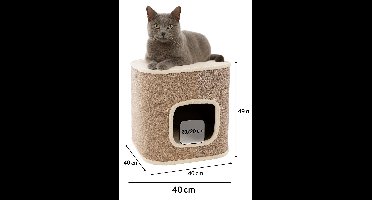 Krabton voor katten – Krabton George Beige & Naturel & Lichtbruin S – 40x40x49 cm – compacte en luxe krabmeubel – Flamingo