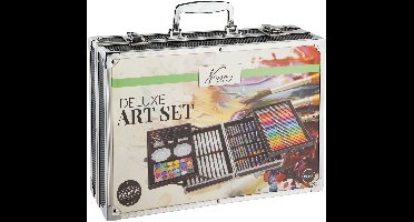 Nassau Fine Art Luxe Kunst Schilderskoffer – 132pcs Tekenset – Acrylverf, Kleurpotloden, Markers, Oliepastel – Voor Volwassenen en Kinderen – In Metalen Opbergkoffer