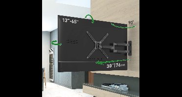 Barkan 76 cm lange tv-muurbeugel, 13-65 inch draai-/kantelbare tv-beugel, belastbaar tot 36 kg, extra lange arm, OLED-tv-beugel, max. VESA 400x400