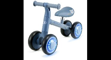 Kinderkraft CUTIE FLASH – 3-wiel Loopfiets – Verstelbaar Eco-leer Zadel – LED RGB Wielen – Stuurbegrenzer – 12–36 Maanden – Blauw
