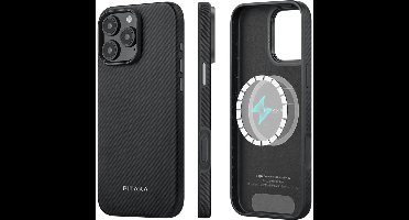 PITAKA MagEZ Pro 4 Military-Grade Hoesje Geschikt voor Apple iPhone 16 Pro - Compatibel met MagSafe - Back Cover 600D Aramidevezels - Zwart