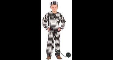 Boef/Gevangene Katoen Zwart-Wit Kind Kostuum - Maat 140