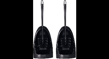 Toiletborstel en houder - 2x - zwart - 42 x 15 x 42 cm - toiletgarnituur - Toiletborstelhouders / wc-borstelhouders - wc borstels