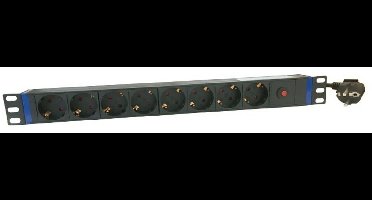 DSIT 19 inch 8 voudige stekkerdoos - Master Overload - geschikt voor serverkast - patchkast en flightcase