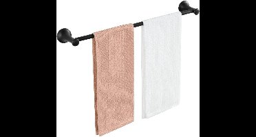 Auralum max Handdoekrek Boren 62CM - Retro Handdoekhouder - Handdoekenrek Badkamer of Keuken - Handdoekstang Zwart