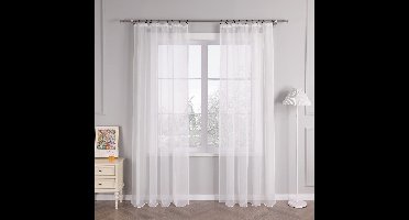 Boraboi® Gordijn van lichtdoorlatende voile stof met plooiband voor sfeervolle ramen