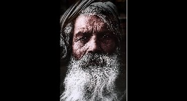 PTMD Schilderij Indische Man - 80x3x120 cm - Glas - Zwart