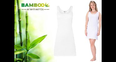 Bamboo Elements - Onderjurk Wit - L/XL - EU 40-42 - Onderjurk Dames - Kort - Brede Bandjes - Jurken voor vrouwen - Nachtjapon - Nachthemd - Slipdress