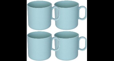 Plasticforte onbreekbare Drinkbekers - 4x - kunststof - 320 ml - mintgroen - kinderen - camping - mokken