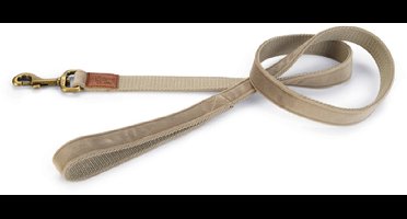 designed by lotte leiband velours grijs - 120 cm x 15 mm met poepzakring - eenvoudige mooie details bronskleurige karabijnhaak