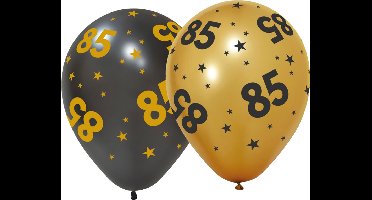 12 ballonnen 12" 3 met goud / 3 zwart 85 jaar Golden Celebrations - Versiering Slinger Feestdecoratie Decoratie Verjaardag Jubileum Ballon Feest