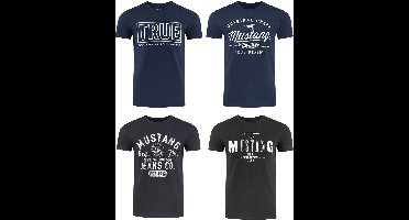 Mustang Heren T-Shirt 4-pack Mustang heren T-shirt regular fit Veelkleurig 4XL Ronde Hals Volwassenen