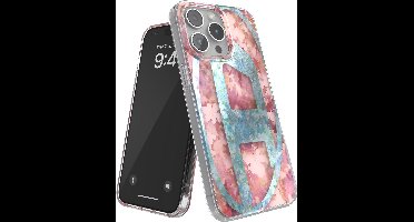Diesel Oval D Bloemen Telefoonhoesje iPhone 15 Pro Max – Roze Bloemenprint en Blauw Diesel Logo – Valbescherming tot 2 Meter – Shockproof – Origineel Diesel Accessoire met D-Logo