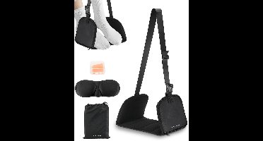 Premiumsy Voetensteun Vliegtuig Set - Voetensteun voor op Reis - Voetenhangmat - Voetkussen - Ook voor Bus en Trein - Reisaccessoire - Inclusief Slaapmasker en Oordopjes