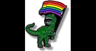 Dino Regenboog Pin – Pride Accessoire – Dinosaurus Speldje