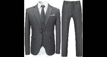 Allthemen Effen Driedelig Pak met Reverskraag - Enkele Knoop - 3XL