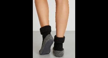Warme slofsokken - Anti slip huissokken - Pantoffelsokken - Wollen grip sokken voor dames en heren - 42 - Grijs