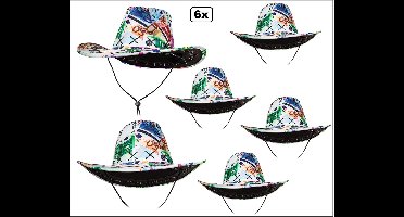 6x Festival hoed met money/euro print - Casino Festival thema feest carnaval party fun money evenement