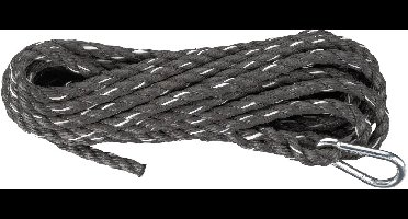 PP-touw 14 mm, 3-strengs gedraaid, zwart met 10 mm karabijnhaak, 10 m lang