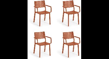 Keter Metaline tuinstoel - 4 stuks - 53,3x60,2x81,3 cm - Terracotta