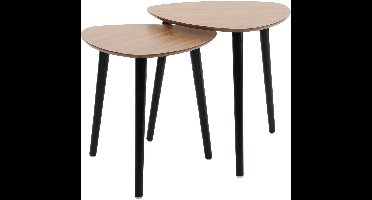 Home & Styling Bijzettafeltjes - set 2x stuks Ancona - lichtbruin/zwart - D40 x H41 cm/D45 x H45 cm - dennenhout