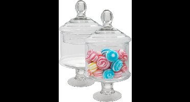 Gerimport snoeppot/voorraadpot Lisa - 2x - glas - D12,5 x H23 cm - transparant - decoratie
