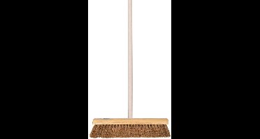 Talen Tools Straatbezem Kokosvezels - 60 cm - harde vezels - buitenbezem - Steel 140 cm- Voor beton/keramische tegels