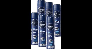 NIVEA MEN Protect & Care Deodorant Spray - 72 uur bescherming - Mild en verzorgend - Alcoholvrij - Voordeelverpakking - 6 x 150 ml