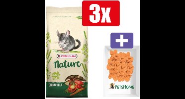 Versele Laga Nature Chinchilla 700g – 3 Stuks – Inclusief PetsHome Drops Wortel Snoepjes