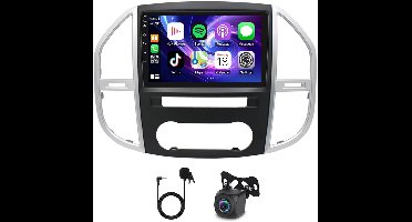 10in Car Stereo for Vito 3 W447 2014-2020 4+64G with CarPlay Android Auto GPS Navigation Android 14 Car Radio with Bluetooth Wifi FM/RDS SWC Mirror Link Split Screen + AHD Backup Camera Mic