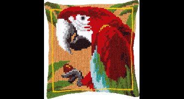 Kruissteekkussen kit Rode papegaai - Vervaco - PN-0021698