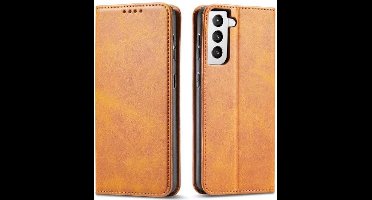 Casecentive Luxe Leren Wallet case - Portemonnee hoesje - Samsung Galaxy S21 tan