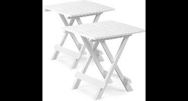 Set van 2 Klaptafels Adige 50x45x43cm Draagbaar Campingtafel Bijzettafel – Wit