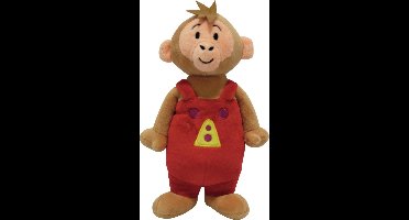 Bumba Poppa knuffel - pluche 20 cm - een aap in een rood broekpak