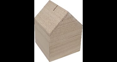 Houten spaarpot huisvorm - Zonder schoorsteen