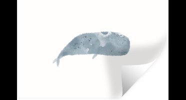 Muurstickers - Sticker Folie - Potvis - Dieren - Aquarel - Illustratie - 30x20 cm - Plakfolie - Muurstickers Kinderkamer - Zelfklevend Behang - Zelfklevend behangpapier - Stickerfolie