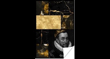 Poster Collage - Bladgoud - Marmer - Kunst - 20x30 cm