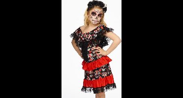 Kostuum Day of the dead girl - verkleedkleding - halloween - maat 116