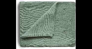 Mushie Deken Knitted Pointelle Baby Blanket - Sage Melange (op=op)