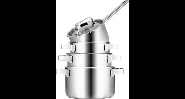 Sola Ruby Premium pannensets - 4-delig - Premium RVS Pannen - Geschikt voor Elke Warmtebron - PFAS Vrij - Zilver