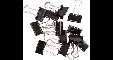 12 Papierklemmen - Staal 16mm - Zwart - 12 stuks in verpakking - Gratis Verzonden