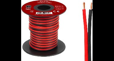 HQ luidsprekerkabel 2 x 0.35 mm zwart/rood op rol 10 meter