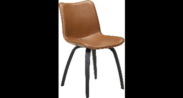 Danform Glee eetkamerstoel zwart, vintage kunstleer bruin.