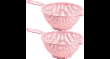Plasticforte Keuken vergiet/zeef - 2x - kunststof - Dia 24 cm x Hoogte 11 cm - roze