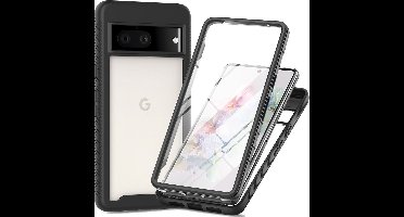 Just in Case hoesje geschikt voor Google Pixel 7 Hoesje - 360° Full Protection Case met ingebouwde Screenprotector - Zwart