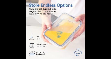 Set Voedselopbergcontainers - 16 luchtdichte plastic containers met klikdeksels - lekvrije keuken- en voorraadcontainers - BPA-vrij - inclusief krijtbordlabels en marker