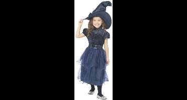 Smiffys - Deluxe Midnight Witch Kinder Kostuum - Kids tm 6 jaar - Blauw