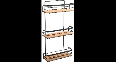 MSV Doucherekje - 3-laags - zwart - metaal en bamboe - H49 cm - badkamerrekje